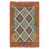 Multi Color ful Flat-Weave Wool Kilim 2' 0" x 3' 1" ft / 60 x 94 cm - No. P36044