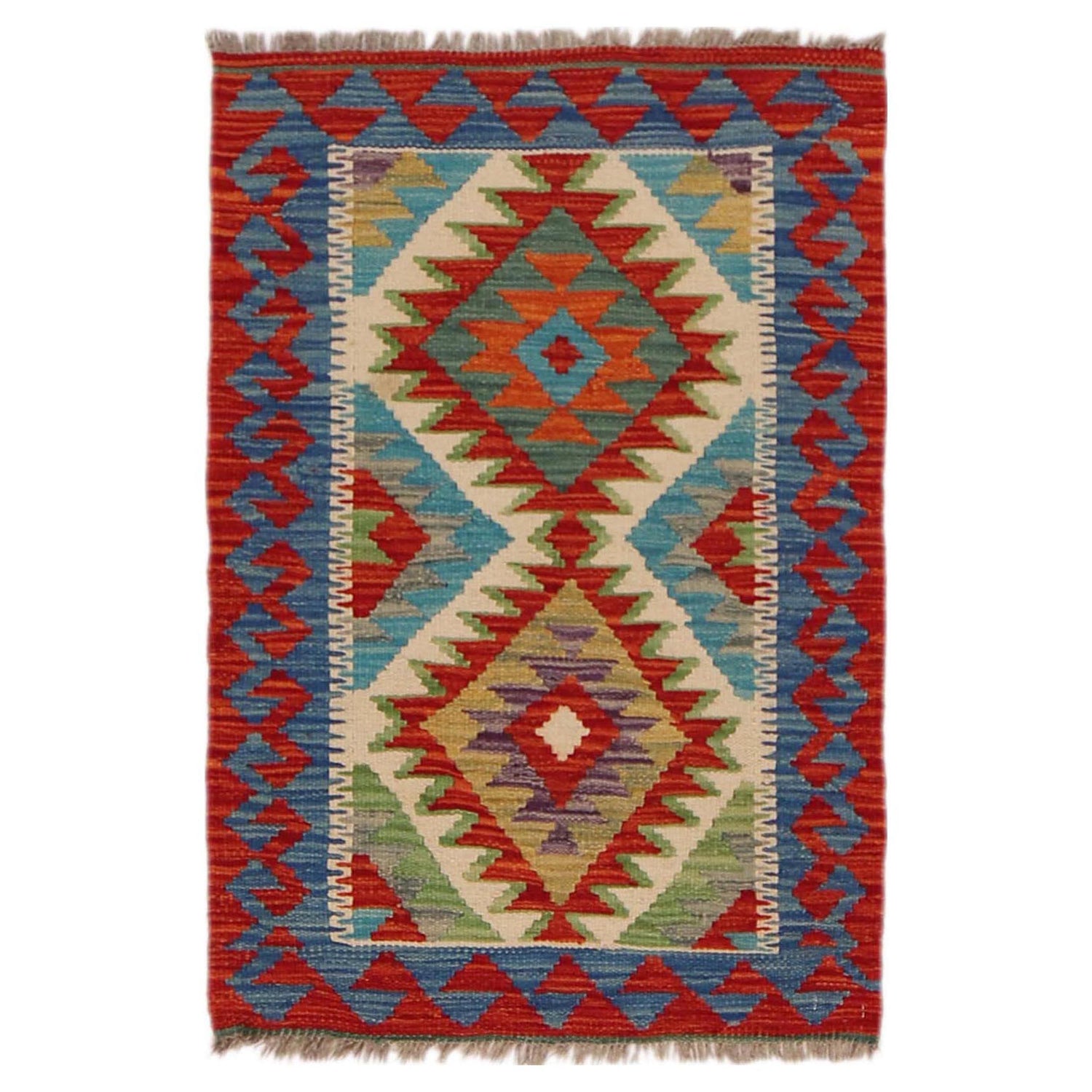 Handmade Vegetable Kilim 2' 0" x 3' 1" ft / 60 x 93 cm - No. P36046