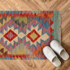 Hand Woven Wool Kelim 1' 10" x 2' 6" ft / 55 x 77 cm - No. P36049