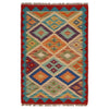 Handmade Afghan Vegetable Kilim 2' 0" x 2' 11" ft / 60 x 89 cm - No. P36056
