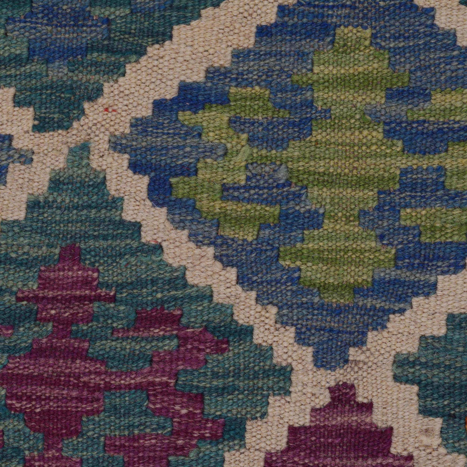 Multi Color ful Flat-Weave Wool Kilim 6' 0" x 7' 10" ft / 182 x 238 cm - No. P36059