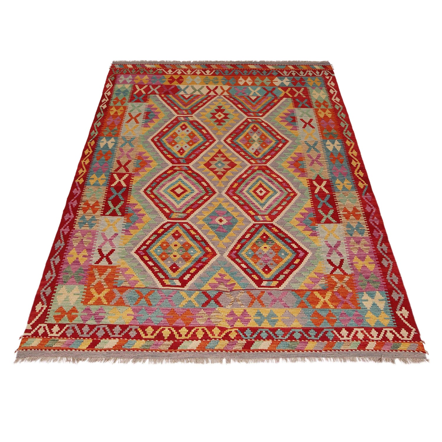 Handmade Vegetable Kilim 5' 9" x 8' 1" ft / 176 x 246 cm - No. P36060