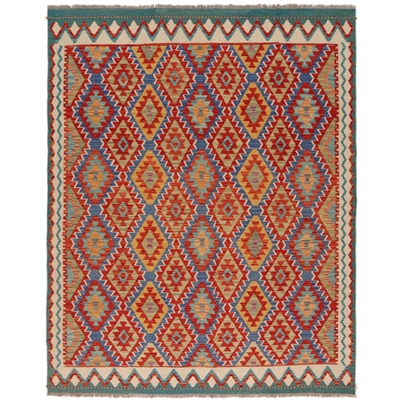 Hand Knotted Afghan Style Kilim 5' 10" x 7' 6" ft / 178 x 228 cm - No. P36062