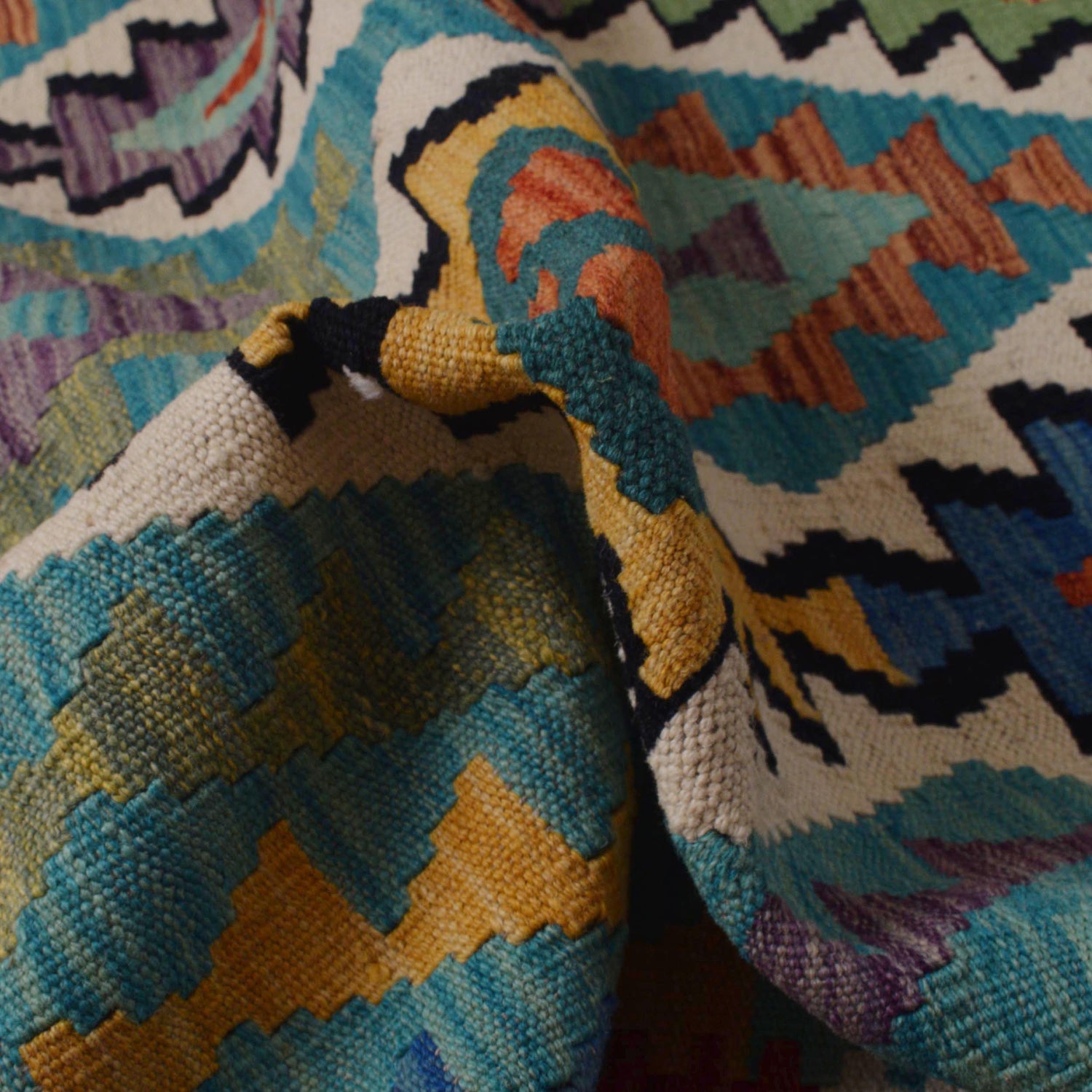 Hand Woven Wool Kelim 6' 9" x 9' 7" ft / 206 x 292 cm - No. P36063