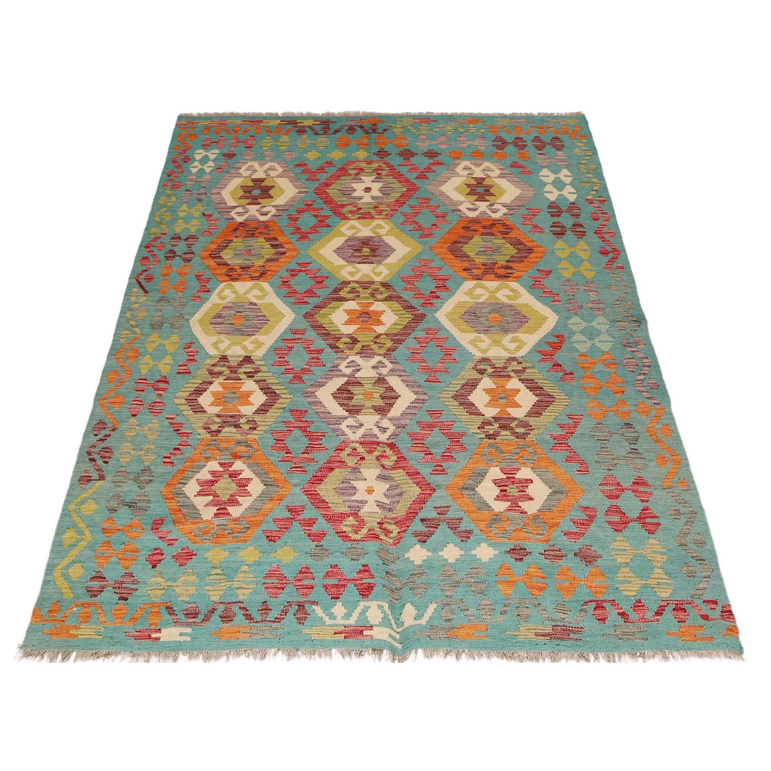 Hand Woven Wool Kelim 5' 9" x 7' 10" ft / 176 x 238 cm - No. P36064