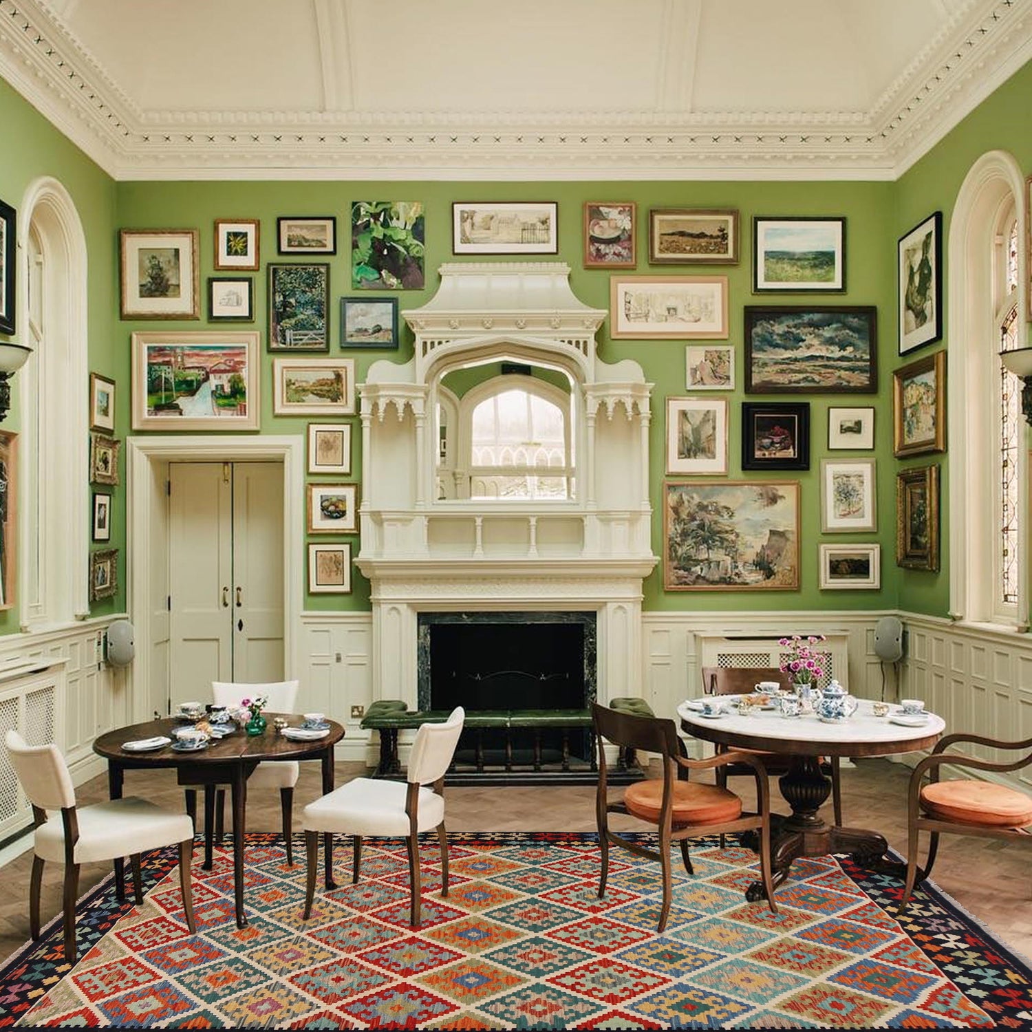 Handmade Turkish Design Wool Kilim 6' 1" x 8' 0" ft / 185 x 244 cm - No. P36065