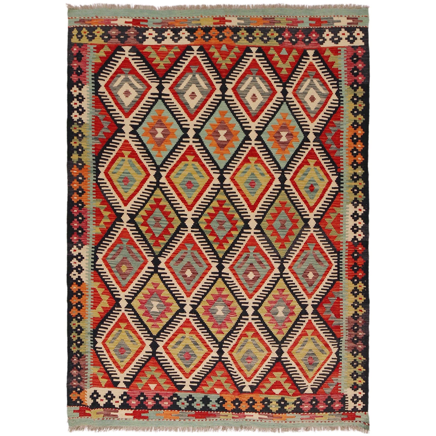 Hand Knotted Flatweave Kilim 5' 7" x 7' 10" ft / 170 x 240 cm - No. P36067