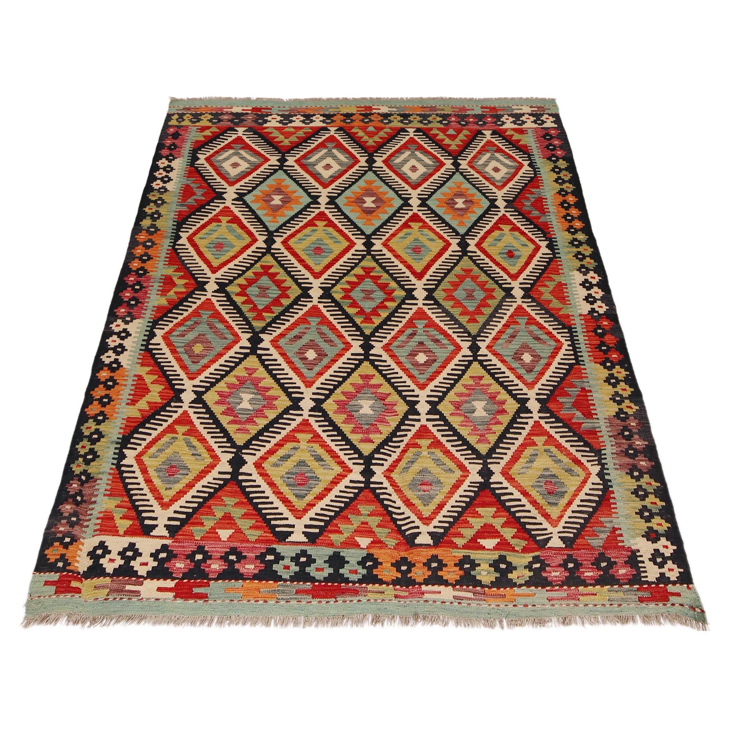 Hand Knotted Flatweave Kilim 5' 7" x 7' 10" ft / 170 x 240 cm - No. P36067