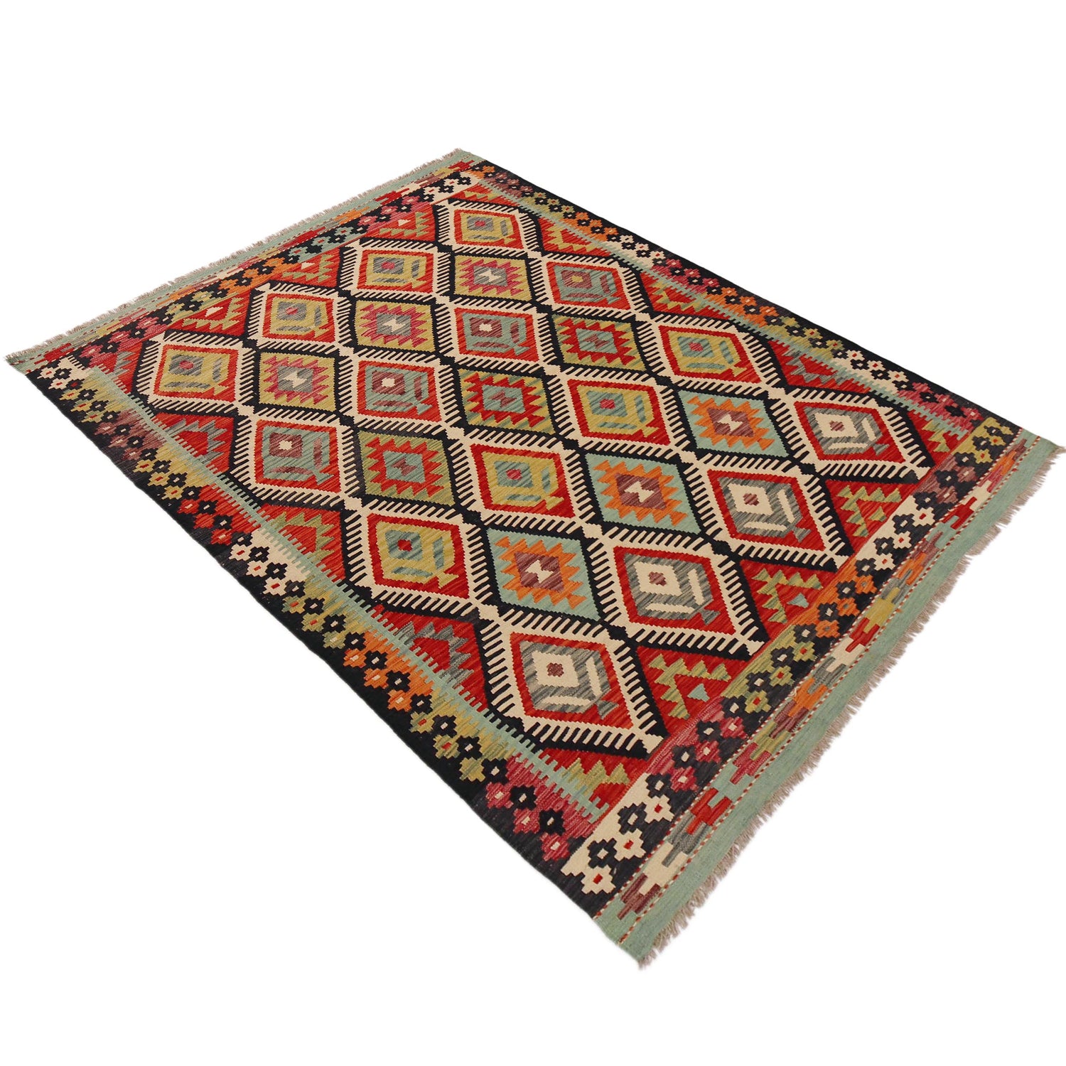 Hand Knotted Flatweave Kilim 5' 7" x 7' 10" ft / 170 x 240 cm - No. P36067