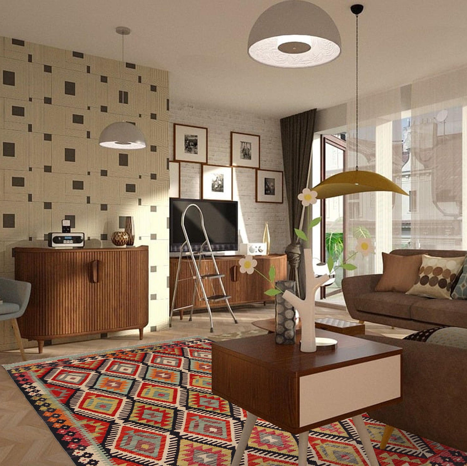 Hand Knotted Flatweave Kilim 5' 7" x 7' 10" ft / 170 x 240 cm - No. P36067