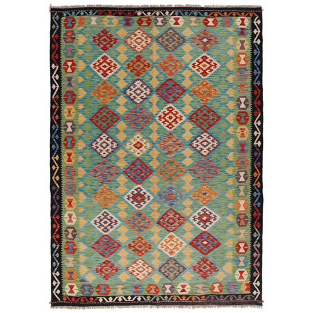 Handmade Afghan Vegetable Kilim 6' 0" x 8' 6" ft / 183 x 258 cm - No. P36068