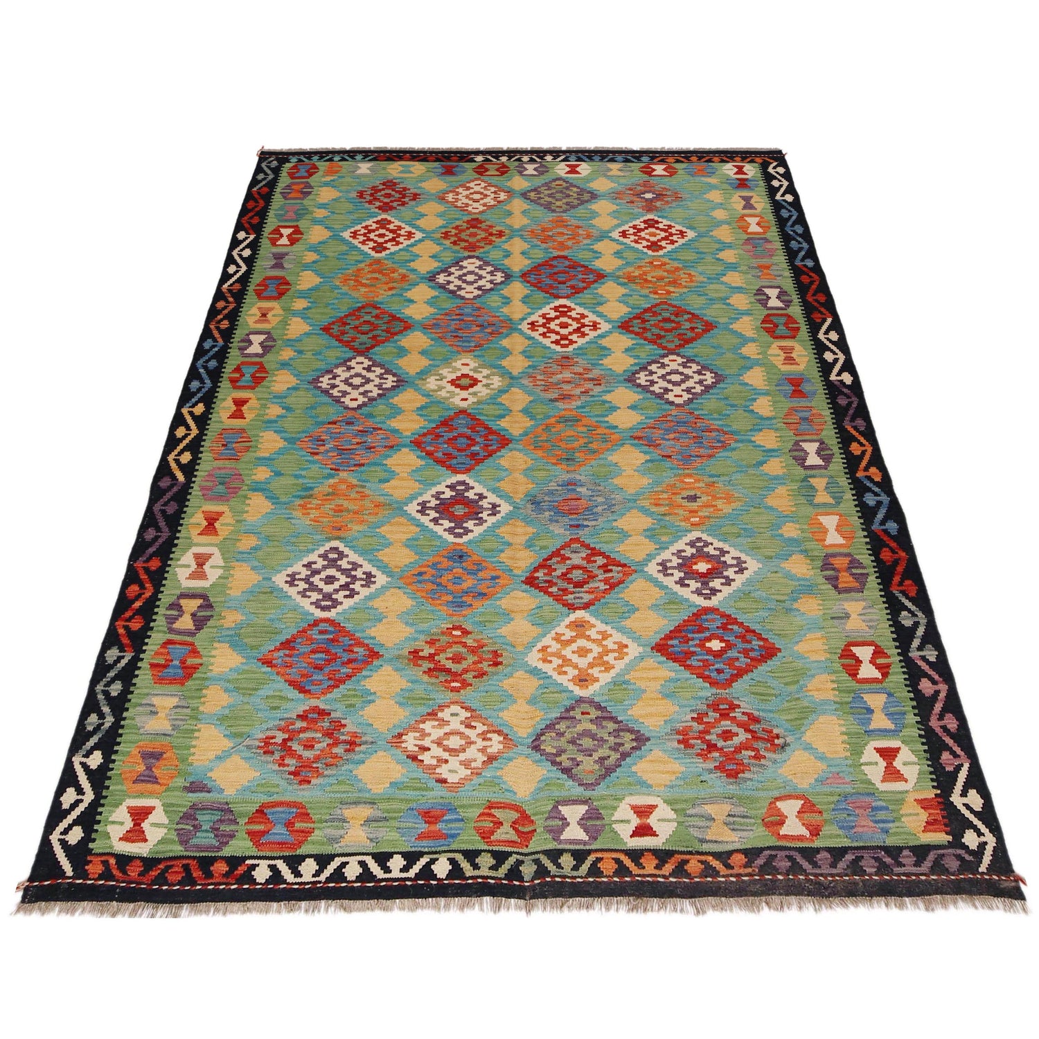 Handmade Afghan Vegetable Kilim 6' 0" x 8' 6" ft / 183 x 258 cm - No. P36068