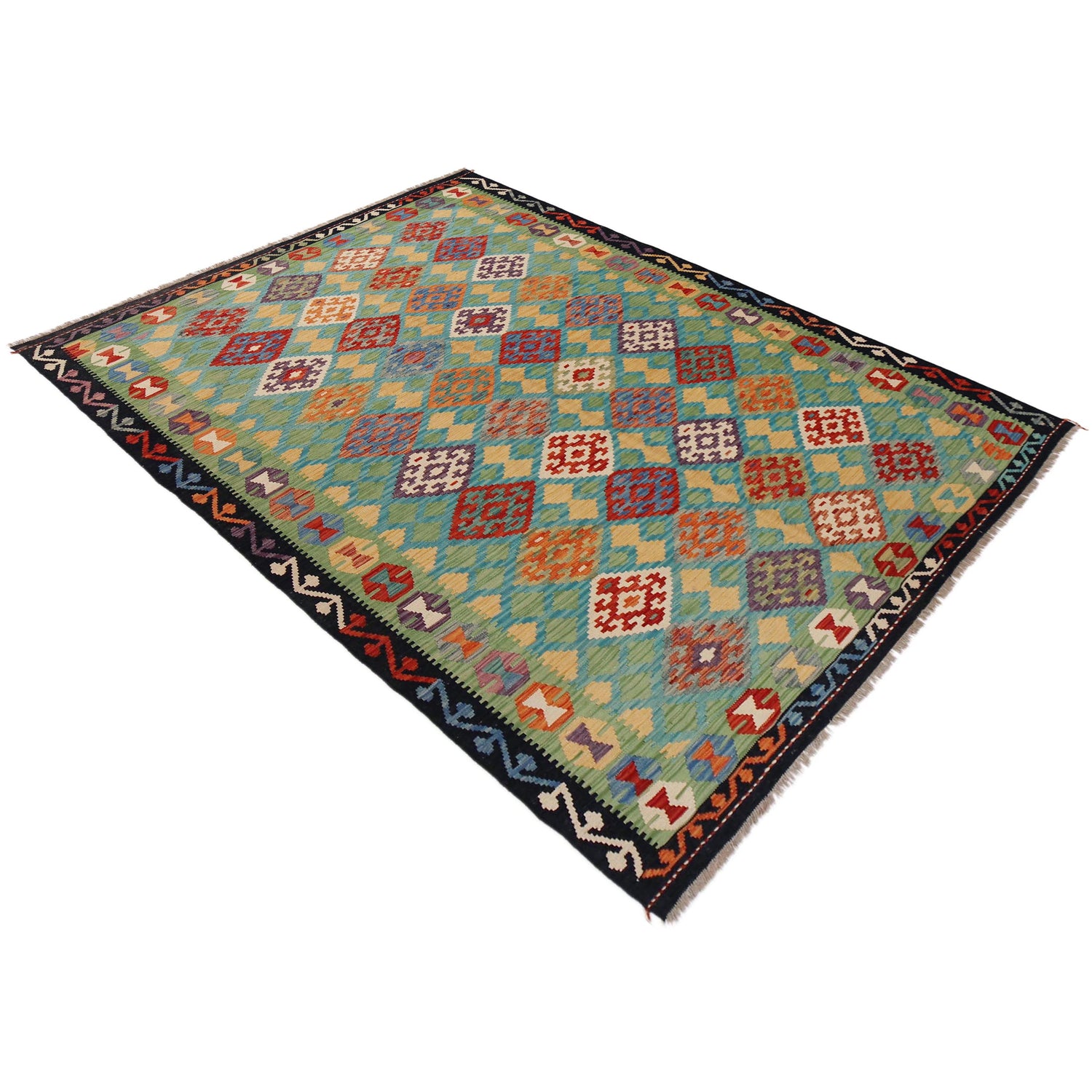 Handmade Afghan Vegetable Kilim 6' 0" x 8' 6" ft / 183 x 258 cm - No. P36068