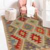 Handmade Turkish Design Wool Kilim 2' 7" x 4' 0" ft / 80 x 121 cm - No. P36069