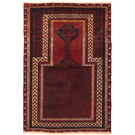 Small Prayer Carpet 3' 1" x 4' 6" ft / 93 x 138 cm -No. P36073