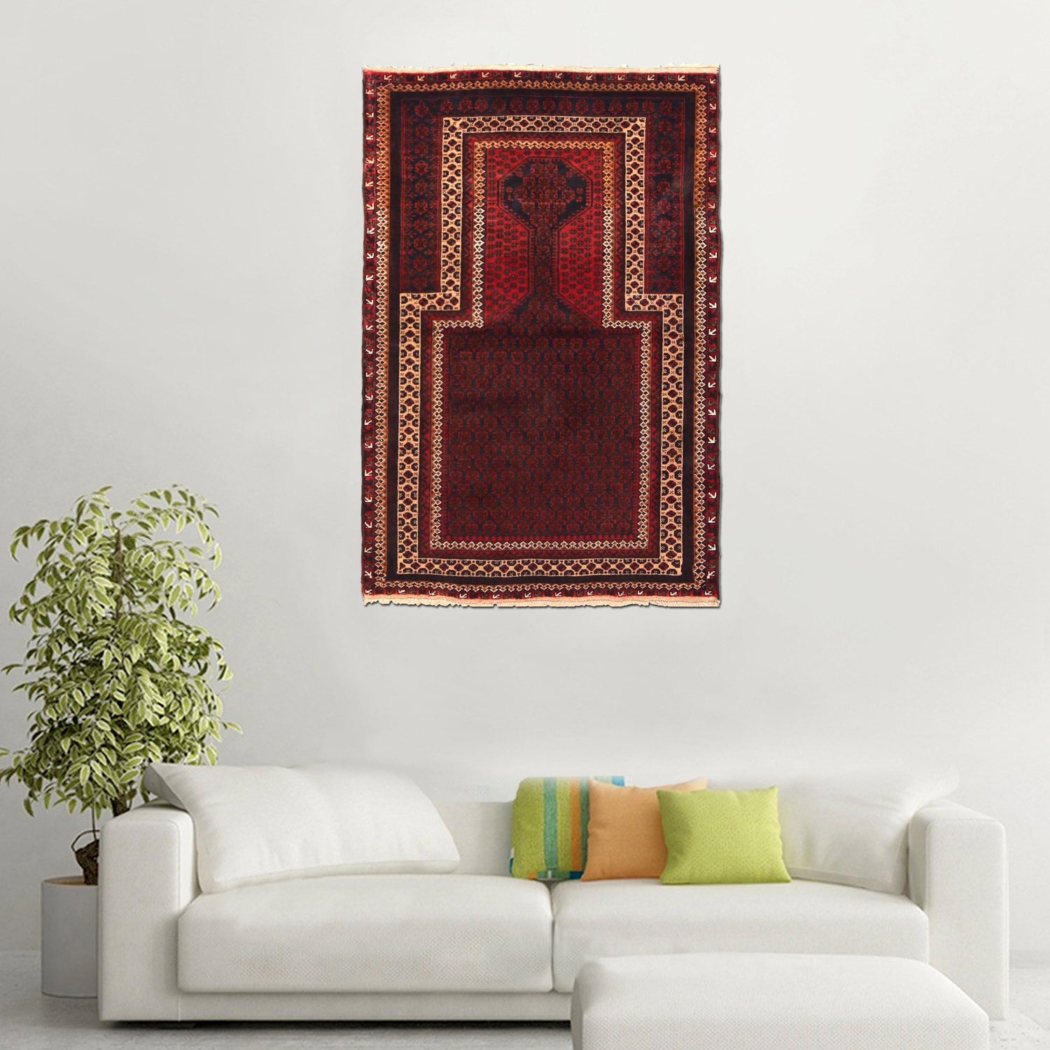 Small Prayer Carpet 3' 1" x 4' 6" ft / 93 x 138 cm -No. P36073