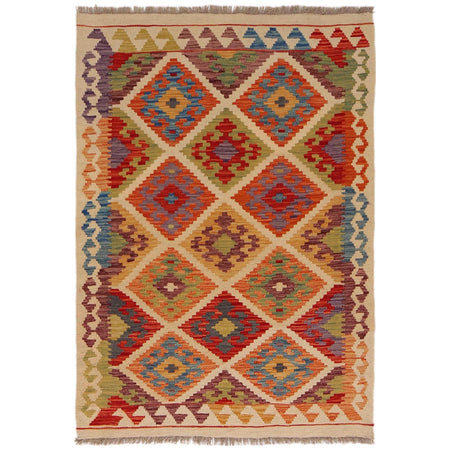 Handmade Turkish Design Wool Kilim 3' 5" x 4' 11" ft / 103 x 150 cm - No. P36086