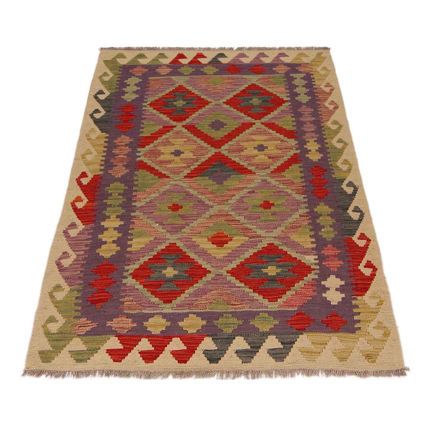 Hand Knotted Flatweave Kilim 3' 3" x 4' 10" ft / 100 x 148 cm - No. P36089
