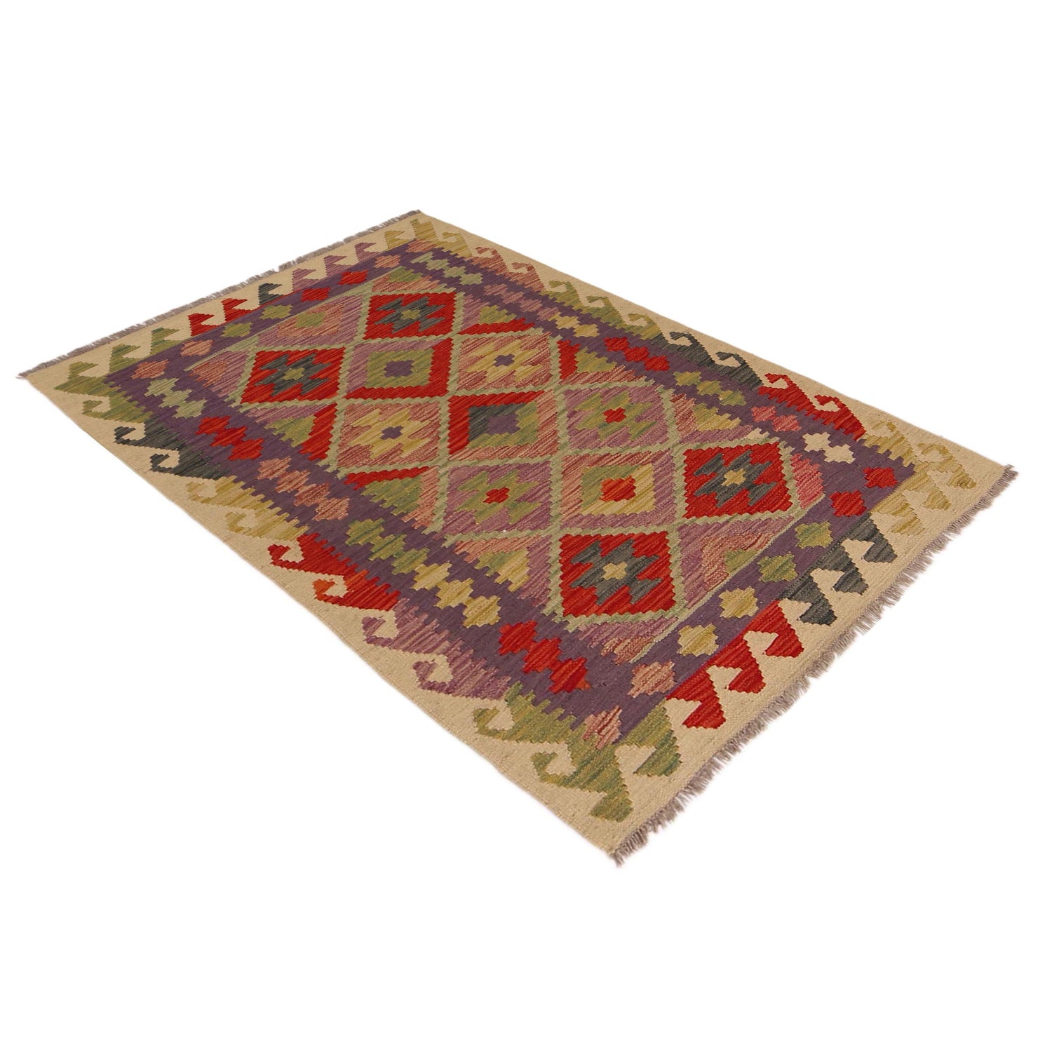 Hand Knotted Flatweave Kilim 3' 3" x 4' 10" ft / 100 x 148 cm - No. P36089