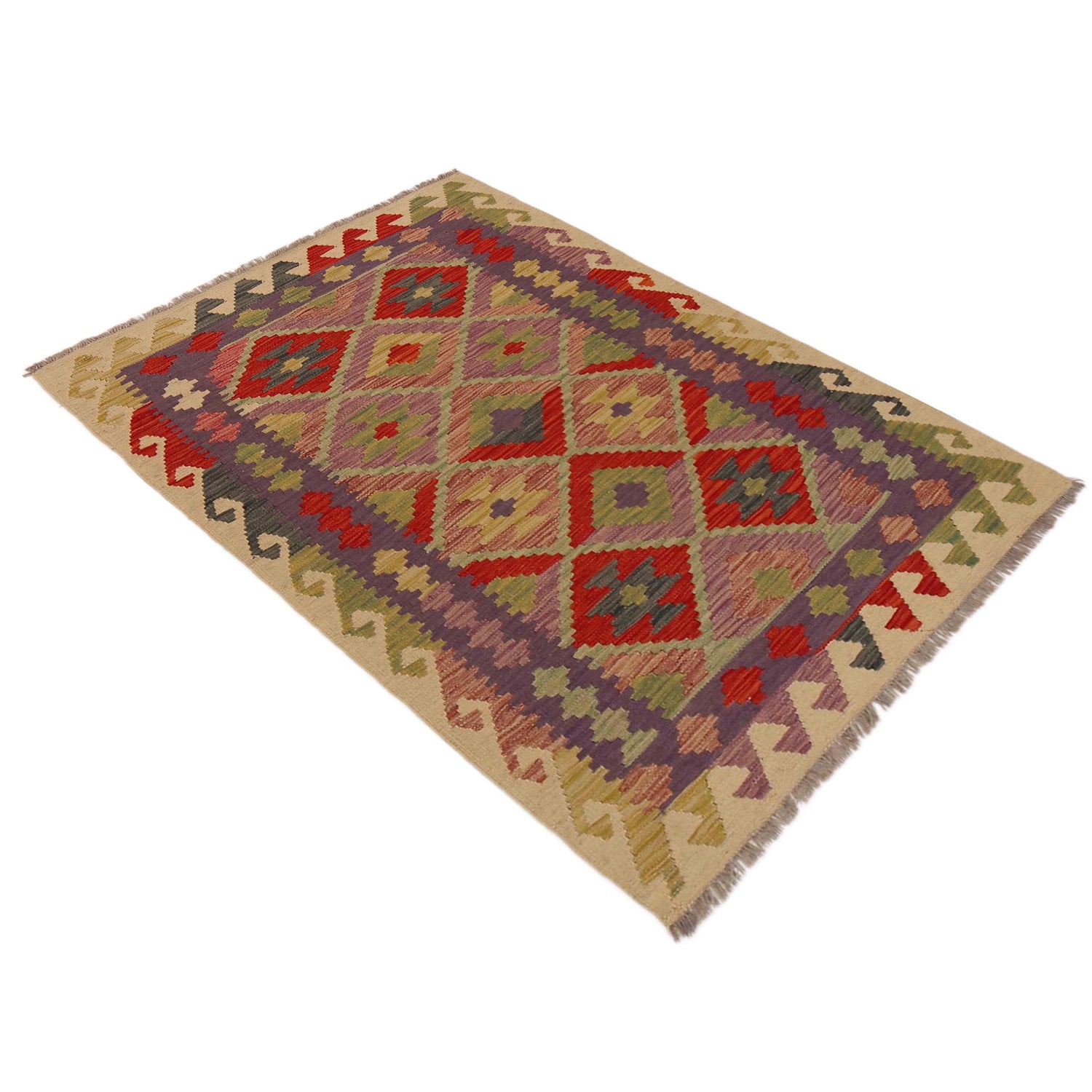 Hand Knotted Flatweave Kilim 3' 3" x 4' 10" ft / 100 x 148 cm - No. P36089