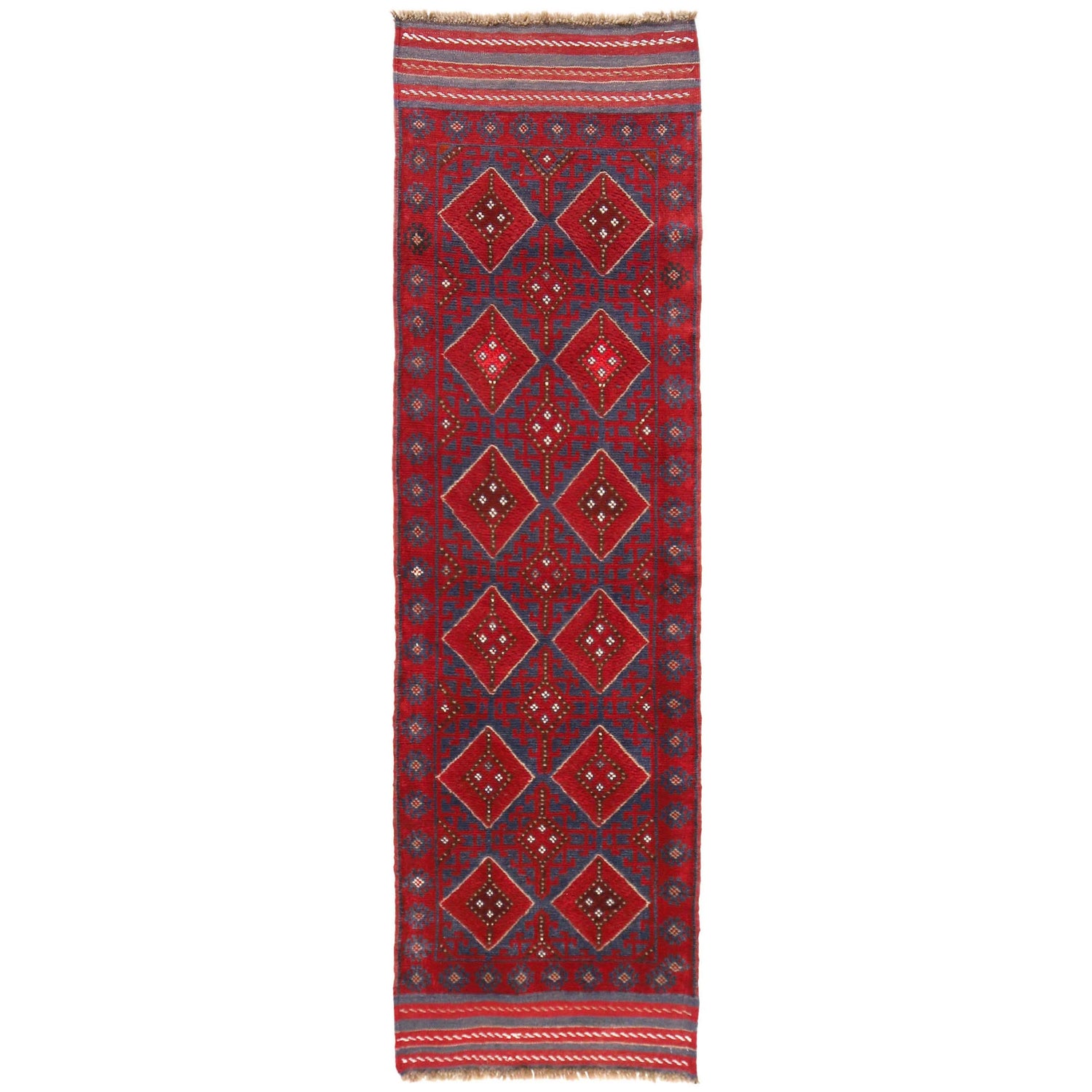 Handmade Afghan Runner Rug 2' 3" x 7' 11" ft / 69 x 241 cm - No. P36094