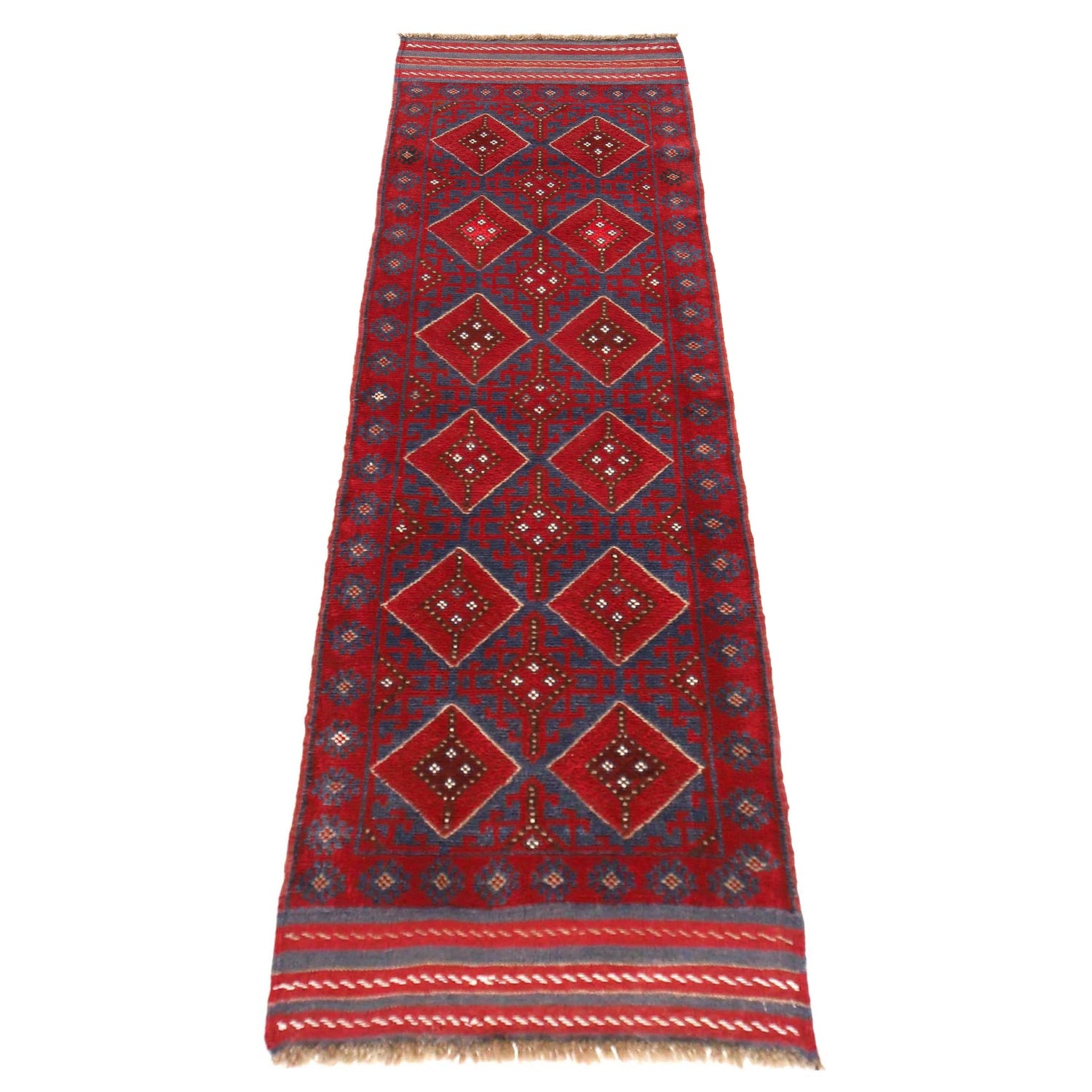 Handmade Afghan Runner Rug 2' 3" x 7' 11" ft / 69 x 241 cm - No. P36094