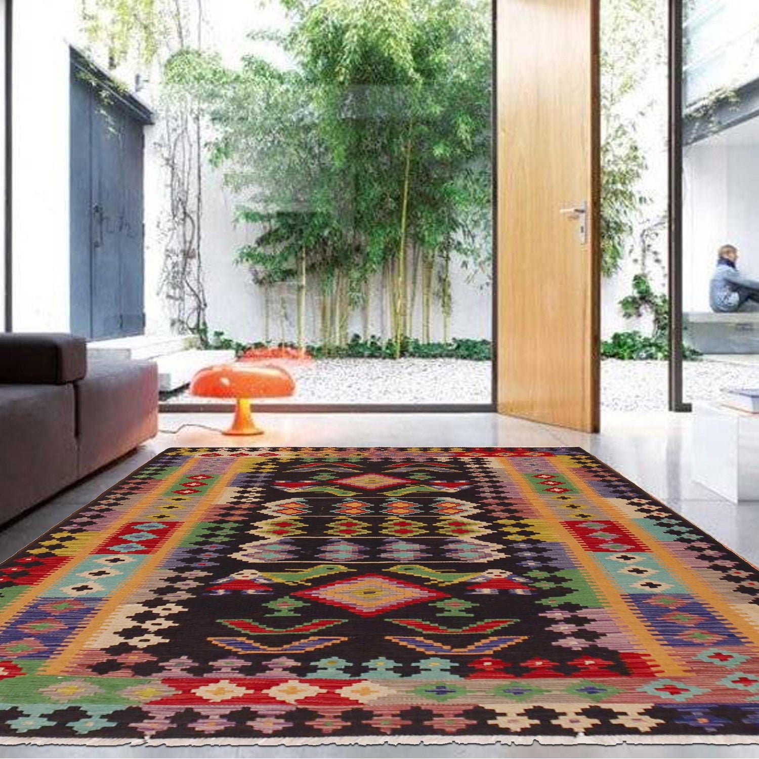 Handmade Vegetable Kilim 4' 2" x 6' 2" ft / 126 x 189 cm - No. P36127