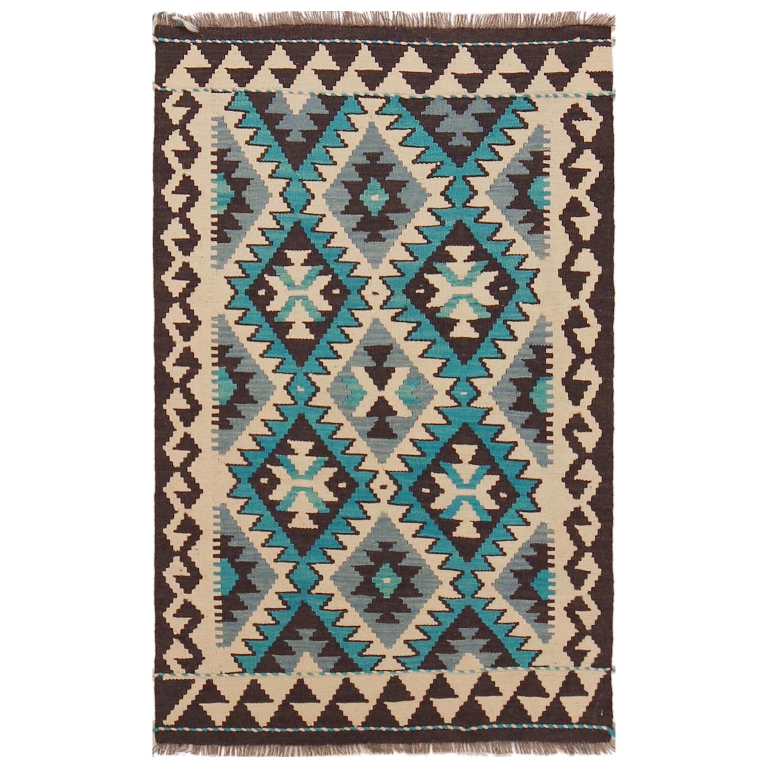 Handmade Afghan Vegetable Kilim 2' 10" x 4' 5" ft / 87 x 135 cm - No. P36133