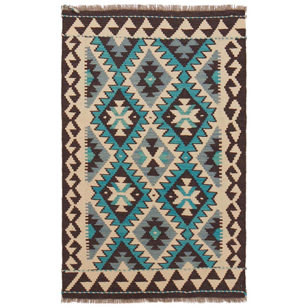 Handmade Afghan Vegetable Kilim 2' 10" x 4' 5" ft / 87 x 135 cm - No. P36133