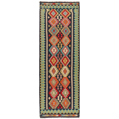 Hand Woven Wool Kelim Runner 3' 1" x 9' 8" ft / 93 x 294 cm - No. P36168