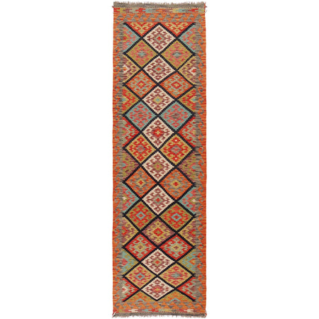 Handmade Turkish Design Wool Kilim Runner 2' 10" x 9' 11" ft / 87 x 302 cm - No. P36170