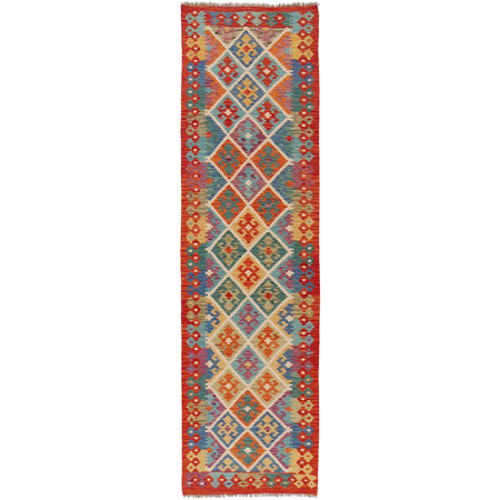 Hand Knotted Flatweave Kilim Runner 2' 7" x 9' 9" ft / 80 x 297 cm - No. P36182