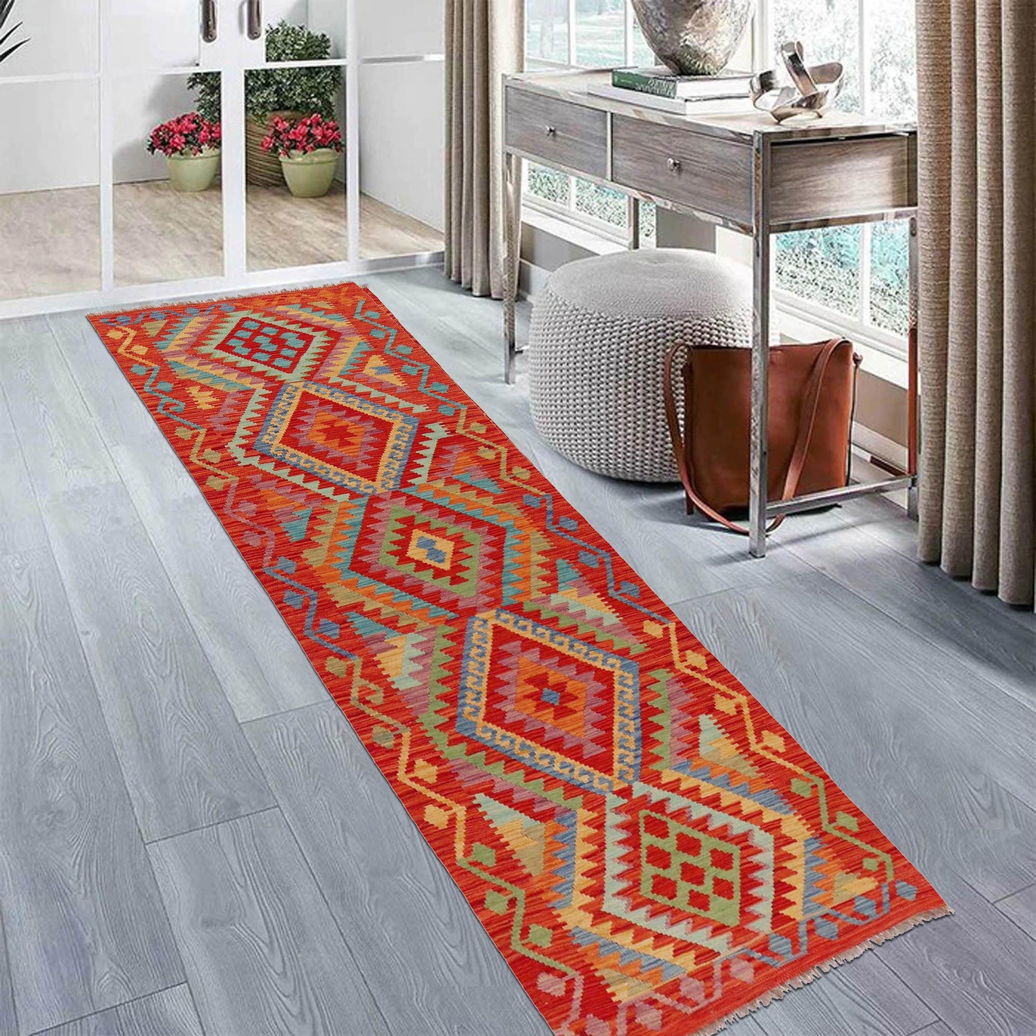 Hand Made Afghan Kilim Runner 2' 9" x 8' 5" ft / 85 x 256 cm - No. P36183