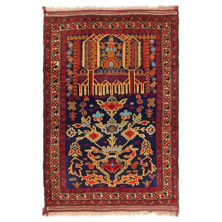 Hand Knotted Prayer Rug 2' 11" x 4' 2" ft / 88 x 128 cm - No. P36191