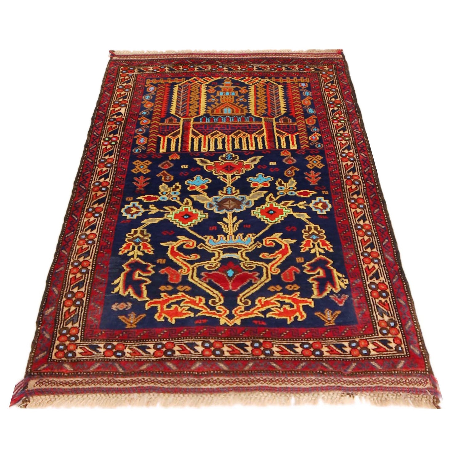 Hand Knotted Prayer Rug 2' 11" x 4' 2" ft / 88 x 128 cm - No. P36191