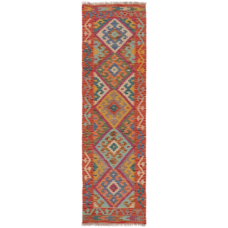 Hand Knotted Afghan Style Kilim Runner 1' 10" x 6' 7" ft / 57 x 200 cm - No. P36196