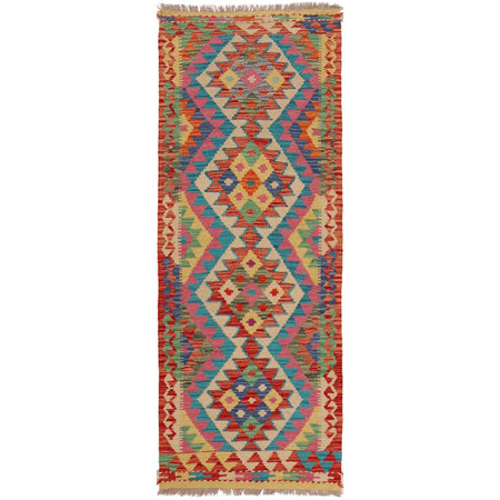 Hand Knotted Afghan Style Kilim Runner 1' 11" x 5' 2"  ft / 58 x 157 cm - No. P36204