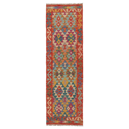 Hand Woven Wool Kelim Runner 1' 11" x 6' 7" ft / 59 x 201 cm - No. P36205