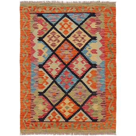 Hand Knotted Afghan Style Kilim 2' 10" x 4' 0" ft / 86 x 121 cm - No. P36234