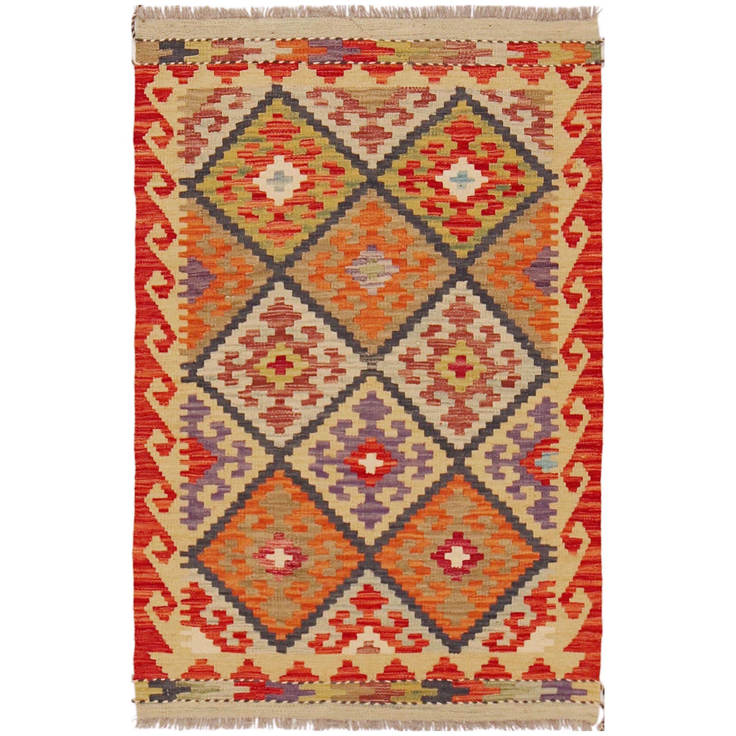 Handmade Vegetable Kilim 2' 9" x 4' 2" ft / 84 x 127 cm - No. P36249