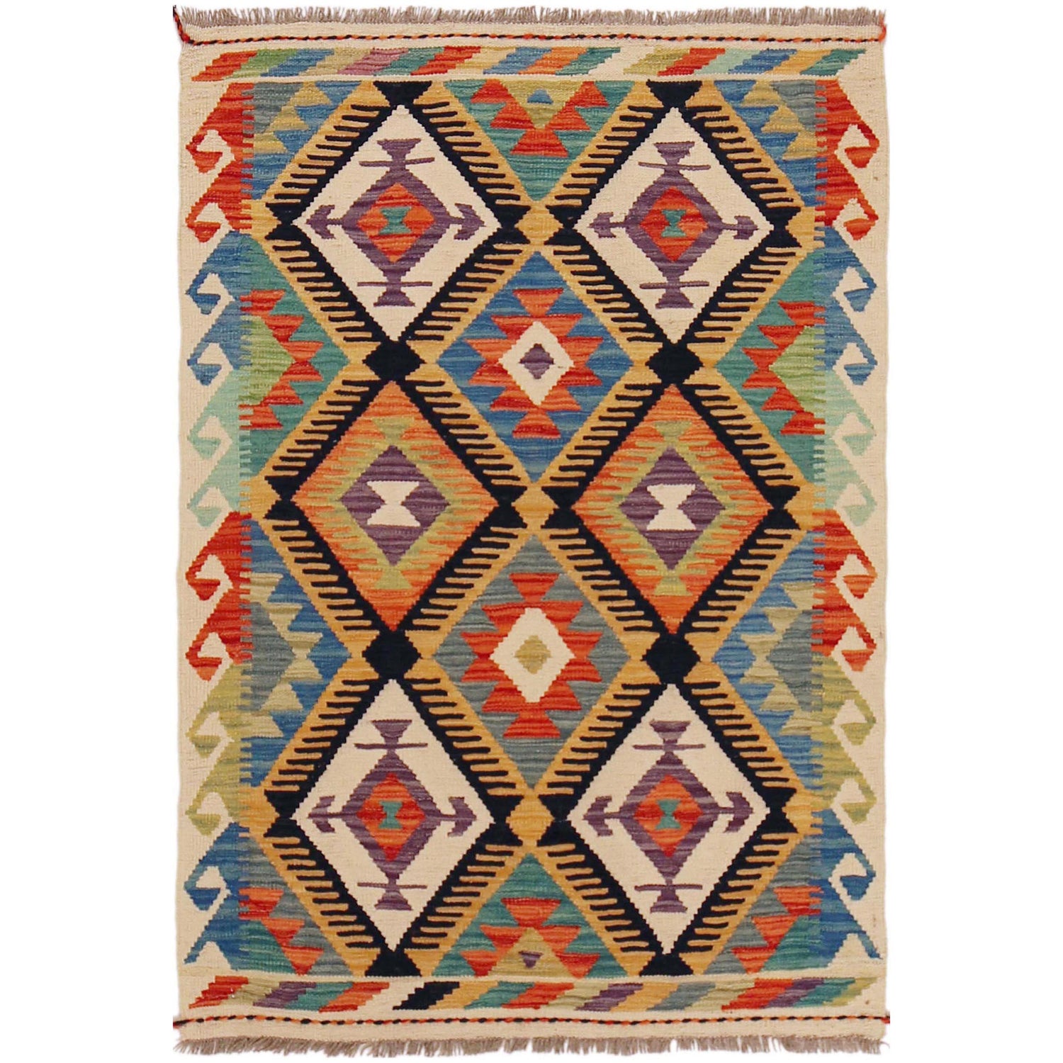 Handmade Vegetable Kilim 2' 10" x 4' 3" ft / 86 x 129 cm - No. P36256