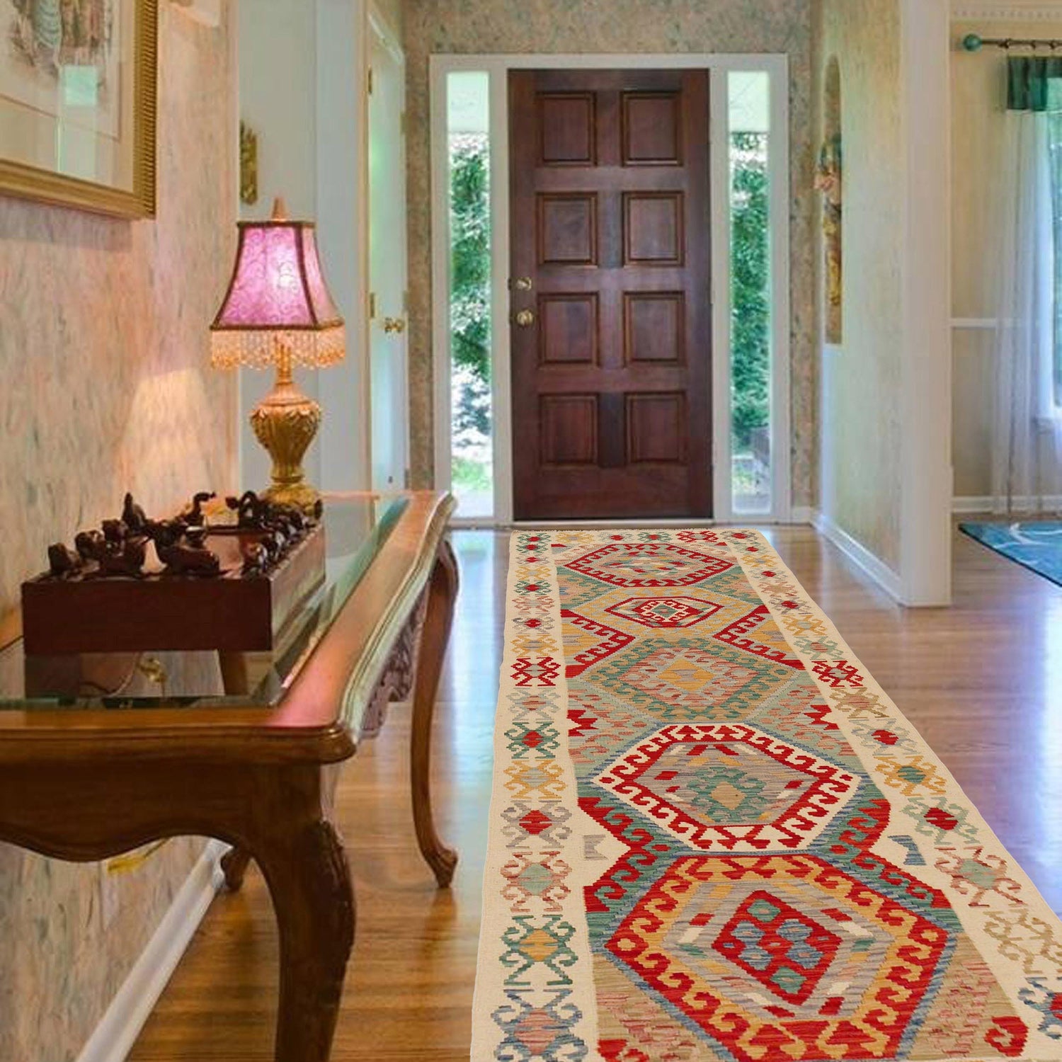 Hand Made Afghan Kilim Runner 3' 2" x 9' 4" ft / 97 x 285 cm - No. P36258