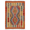 Multi Color ful Flat-Weave Wool Kilim 2' 1" x 2' 10" ft / 63 x 87 cm - No. P36266