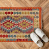 Multi Color ful Flat-Weave Wool Kilim 2' 1" x 2' 10" ft / 63 x 87 cm - No. P36266