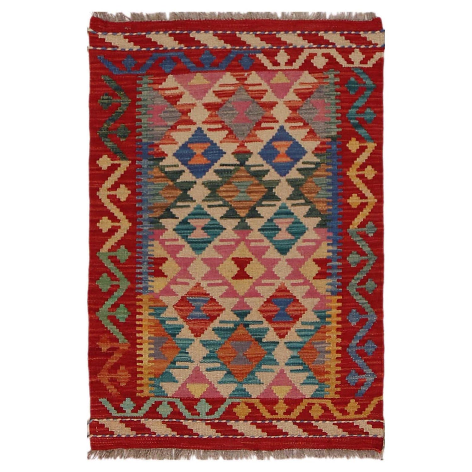 Handmade Vegetable Kilim 2' 1" x 3' 1" ft / 64 x 95 cm - No. P36267