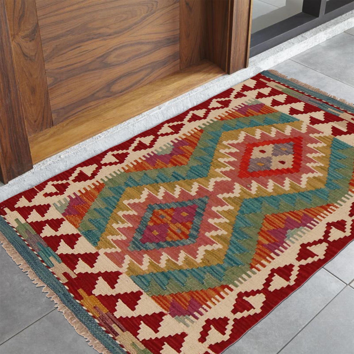 Handmade Vegetable Kelim 2' 1" x 3' 5" ft / 63 x 103 cm - No. P36268