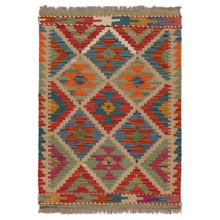 Hand Knotted Afghan Style Kilim 2' 0" x 2' 10" ft / 62 x 87 cm - No. P36269