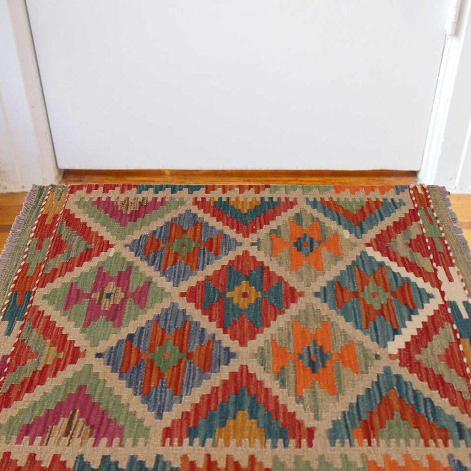 Hand Knotted Afghan Style Kilim 2' 0" x 2' 10" ft / 62 x 87 cm - No. P36269