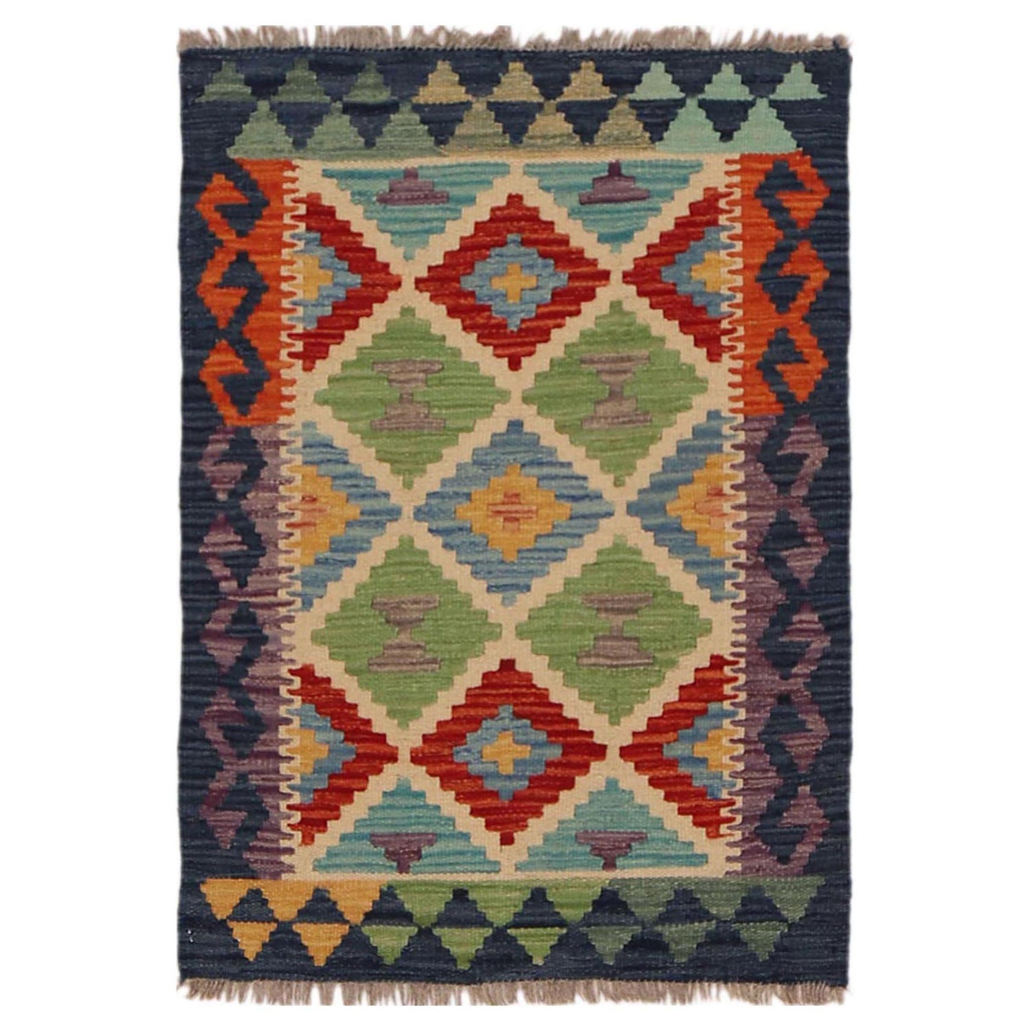 Handmade Turkish Design Wool Kilim 2' 0" x 2' 10" ft / 62 x 86 cm - No. P36271