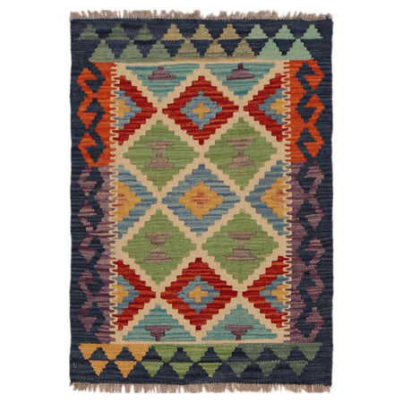 Handmade Turkish Design Wool Kilim 2' 0" x 2' 10" ft / 62 x 86 cm - No. P36271
